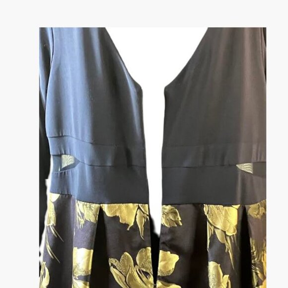 Xscape Maxi Brocade Formal Cocktail Dress Navy and Gold Size 22  EUC - Picture 7 of 15